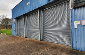 steel shutters in a row